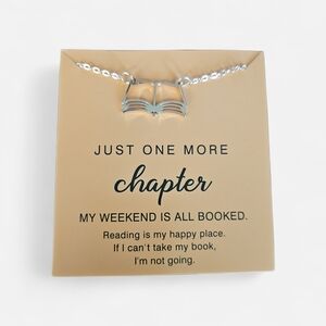 Gold Tone Book Pendant Necklace